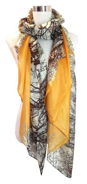 Scarf 100% Silk Paj Gold Braun